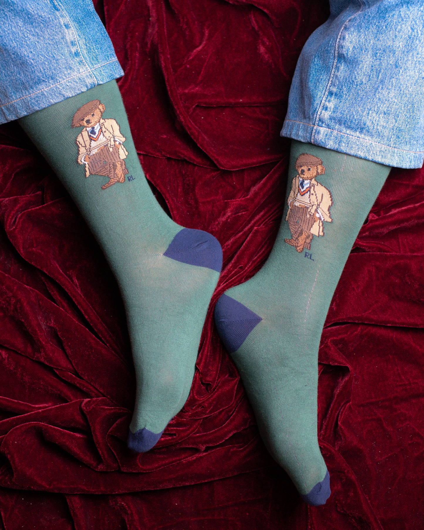 Green Cap Teddy Funky Socks SN254