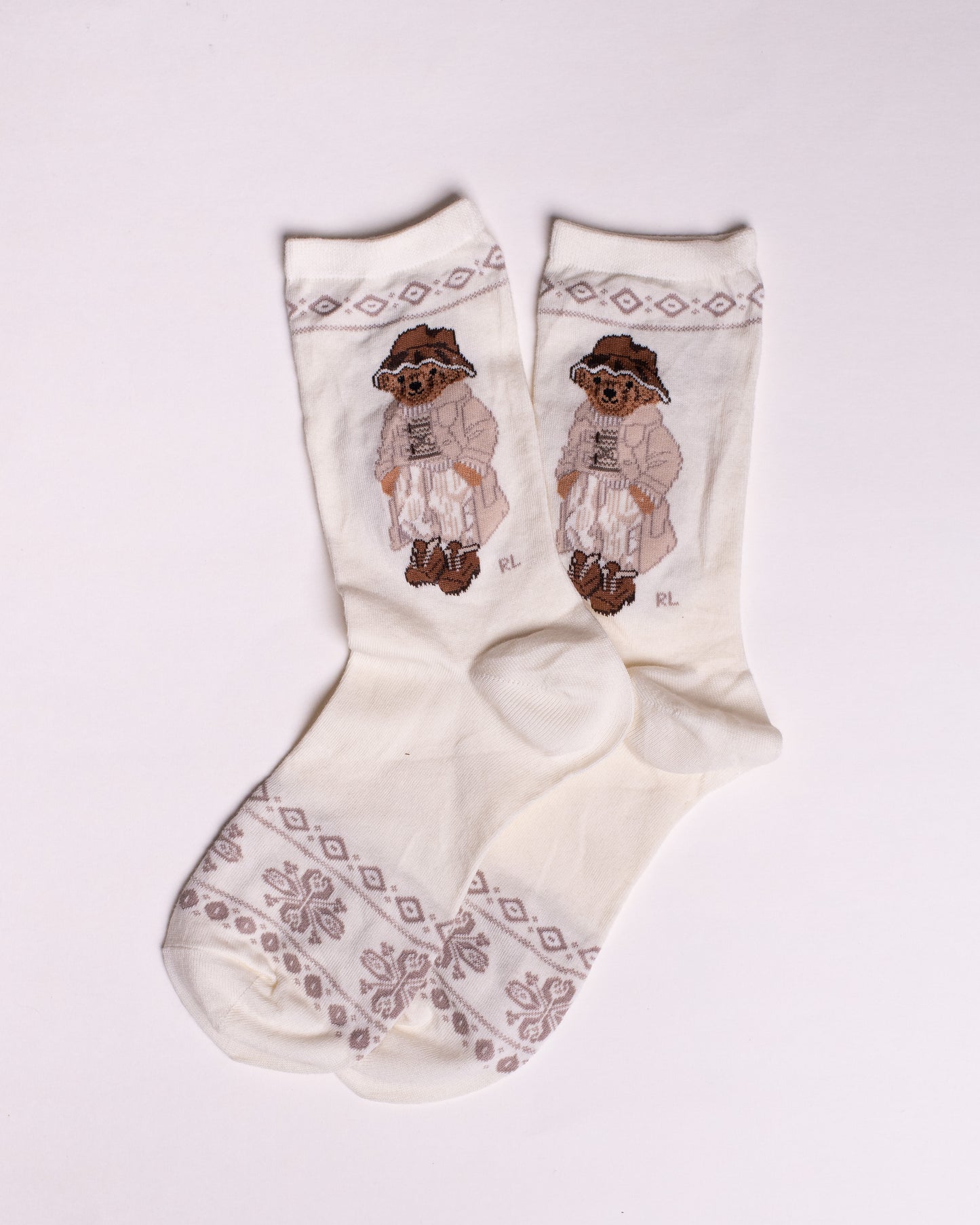 White Design Aunt Bear Funky Socks SN35