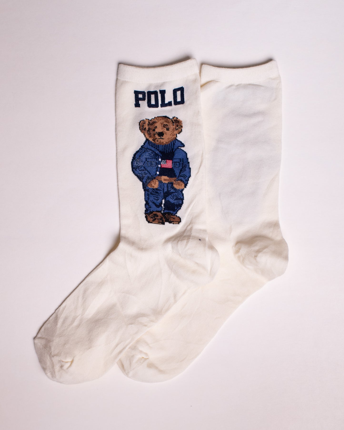 White PL Bear Funky Socks SN36