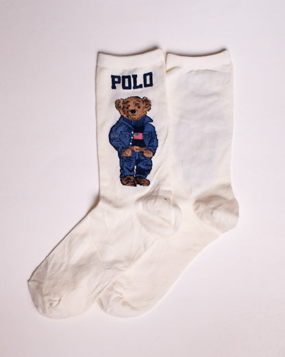 White PL Bear Funky Socks SN36