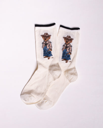 White Aunt Bear Funky Socks SN42