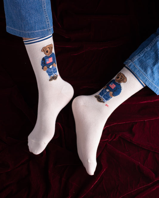 White Flag Bear Funky Socks SN37
