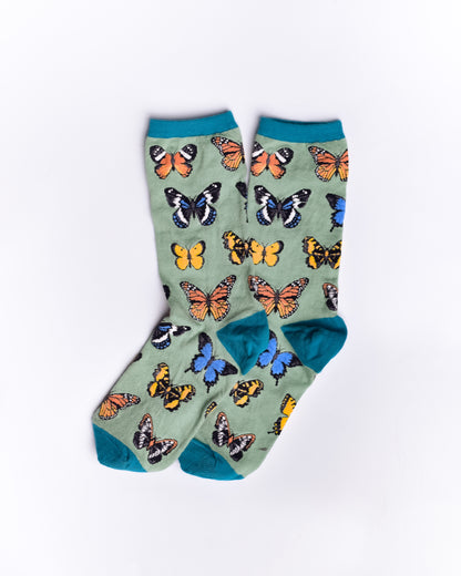Green Butterflies Funky Socks SN133