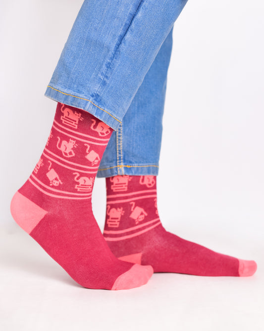 Red Okay Funky Socks SN138