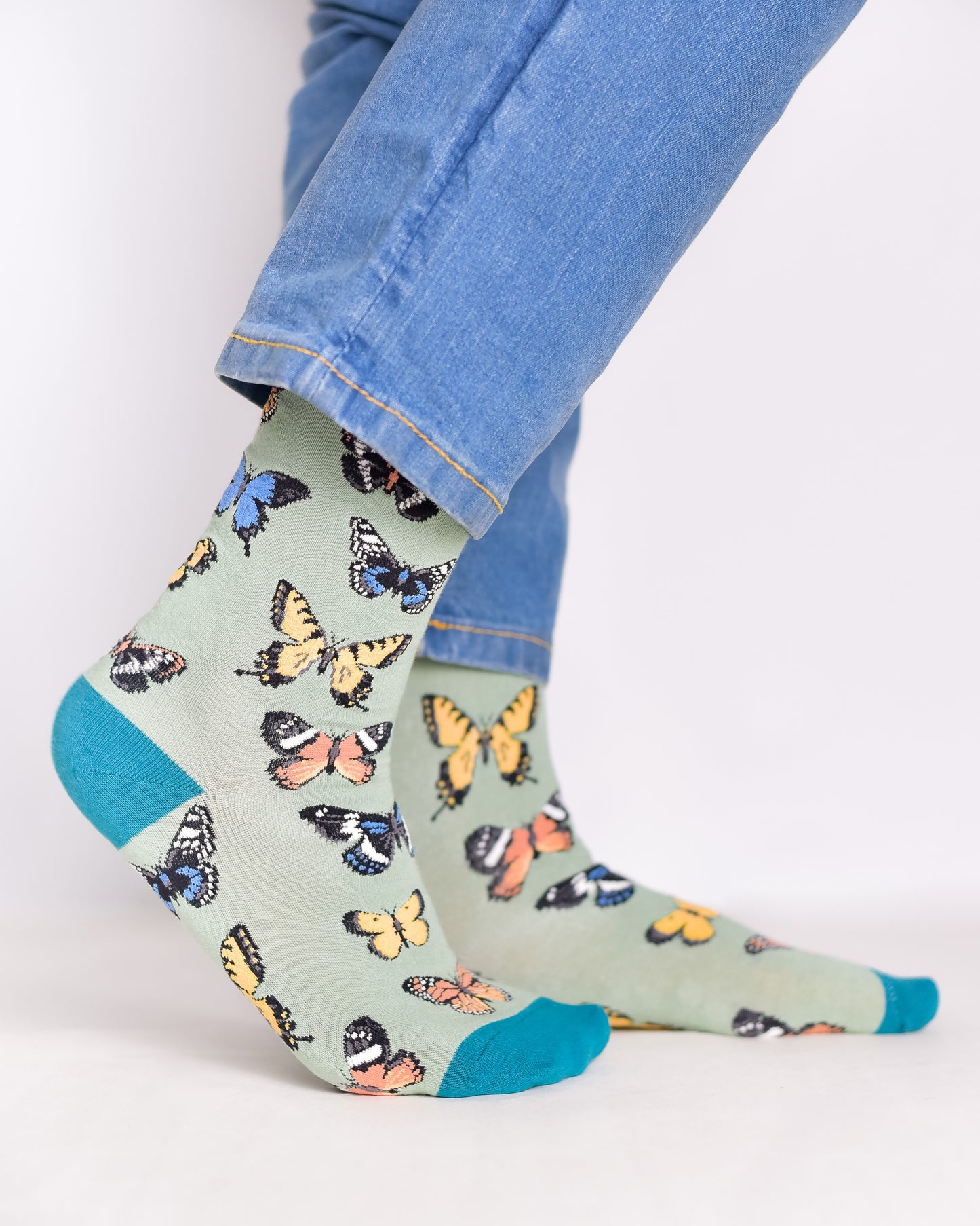 Green Butterflies Funky Socks SN133