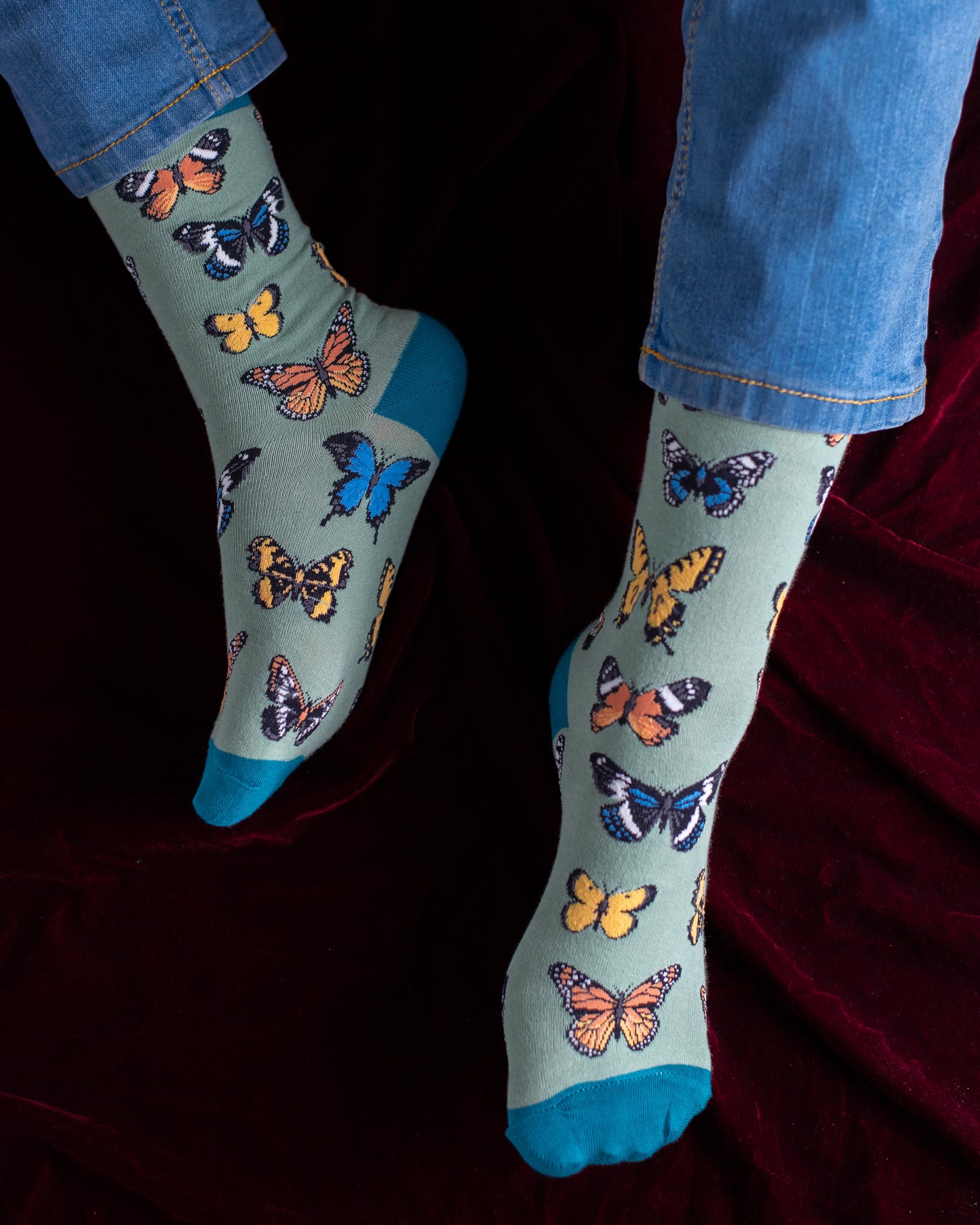 Green Butterflies Funky Socks SN133