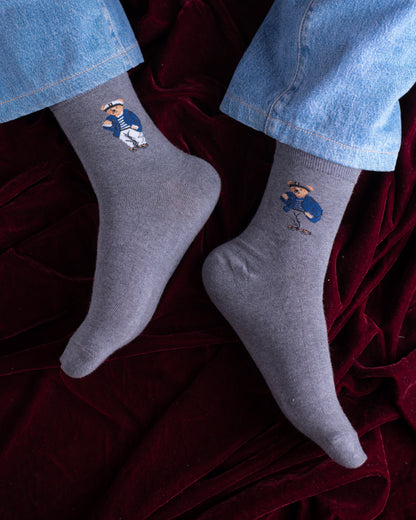 Grey Ship Bear Funky Socks SN282