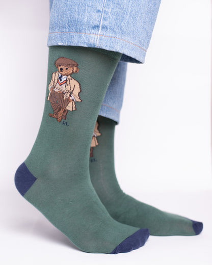 Green Cap Teddy Funky Socks SN254
